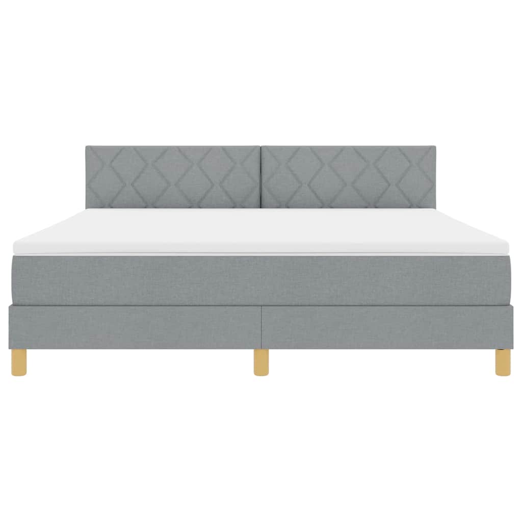 LED Box Spring Bed med hovedgærde Lysegrå 180 x 200 cm Stof