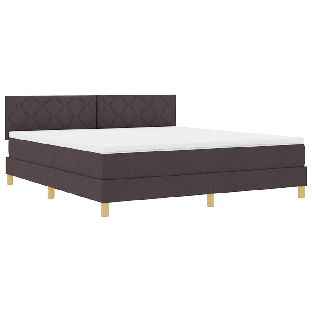 LED Box Spring Bed med hovedgærde Mørk Brun 180 x 200 cm Stof