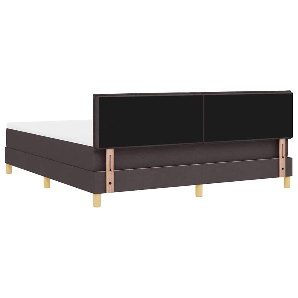 LED Box Spring Bed med hovedgærde Mørk Brun 180 x 200 cm Stof