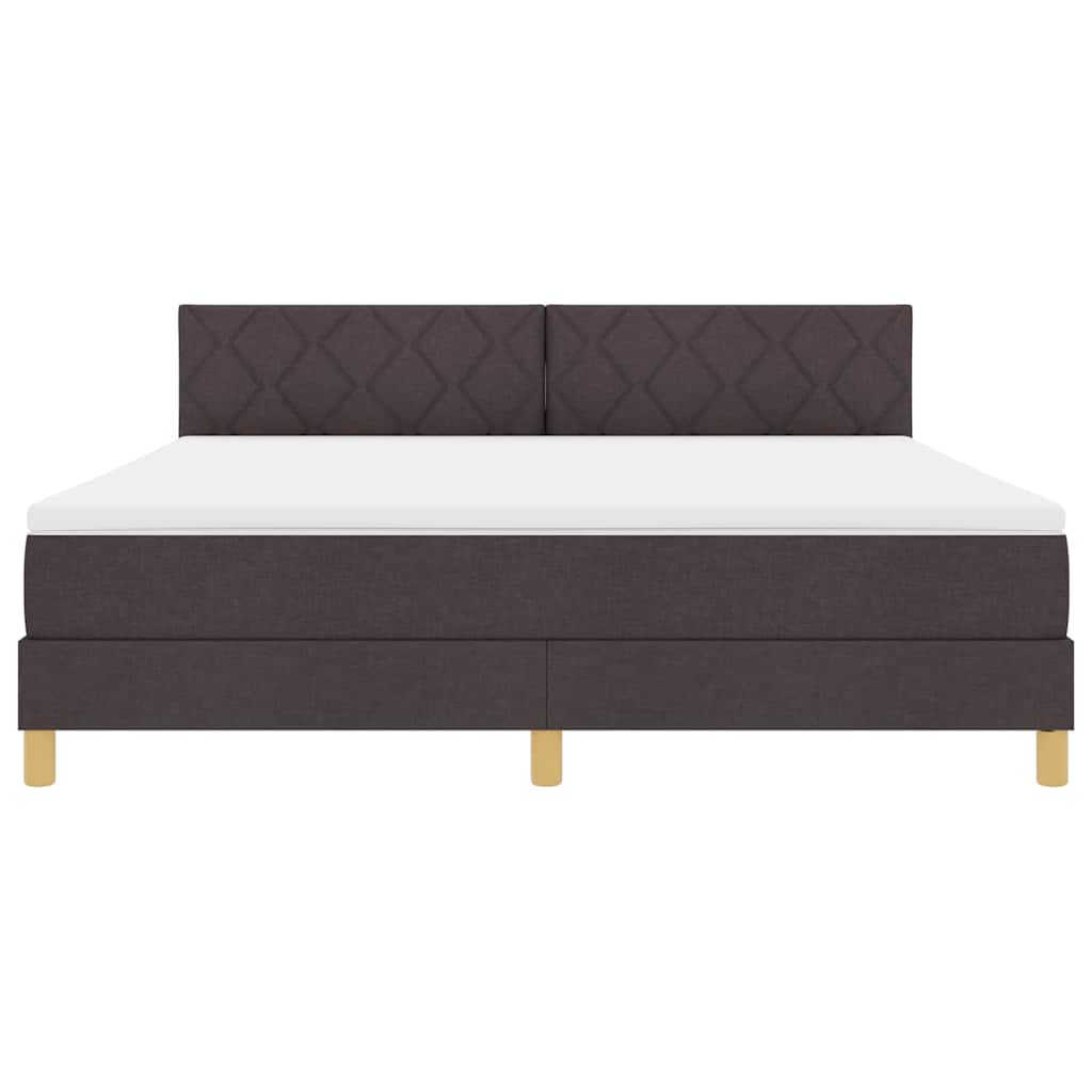 LED Box Spring Bed med hovedgærde Mørk Brun 180 x 200 cm Stof