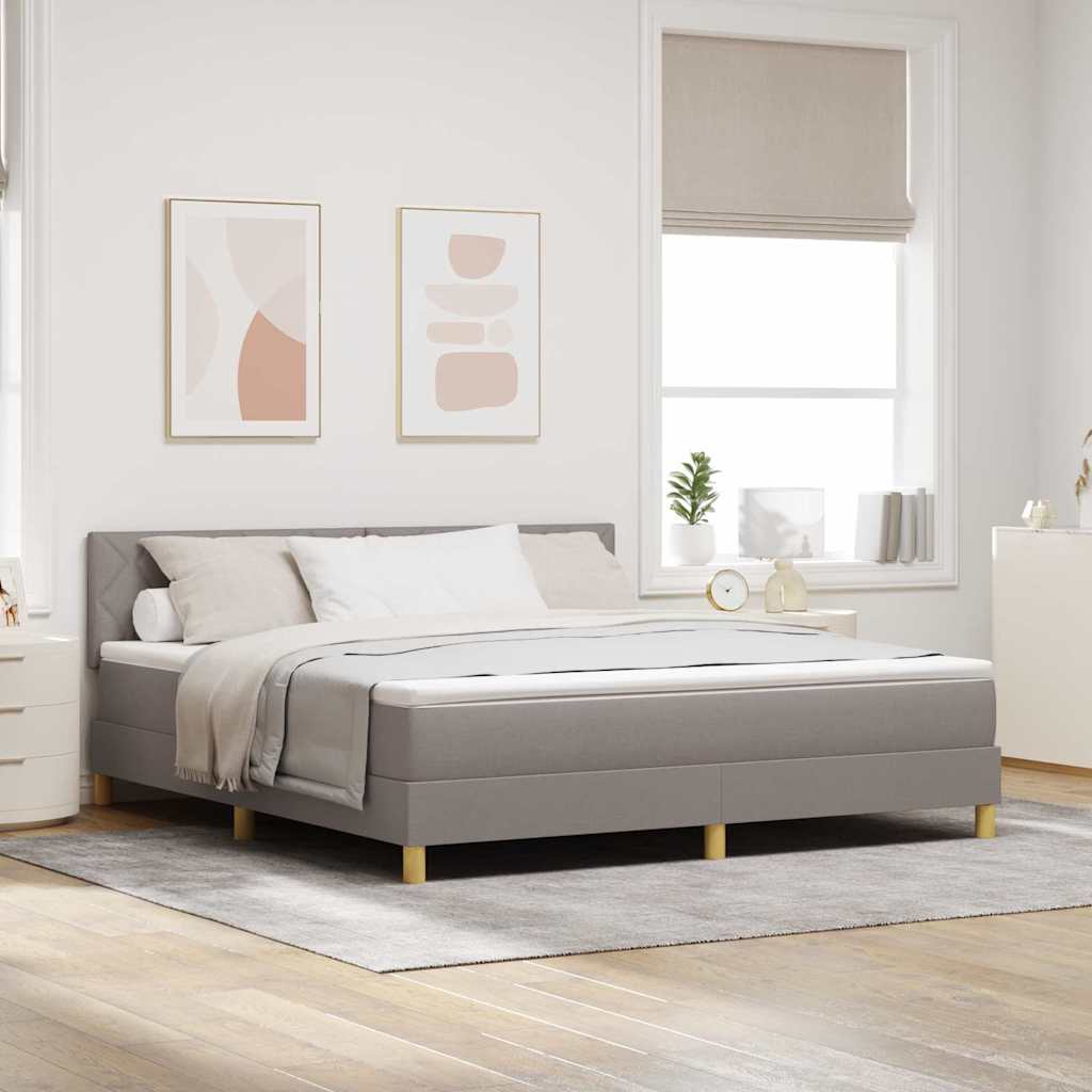LED Box Spring Bed med hovedgærde Gråbrun 180 x 200 cm Stof