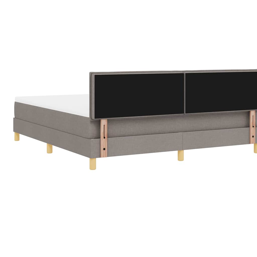 LED Box Spring Bed med hovedgærde Gråbrun 180 x 200 cm Stof