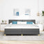 LED Box Spring Bed med hovedgærde Mørkegrå 200 x 200 cm Stof