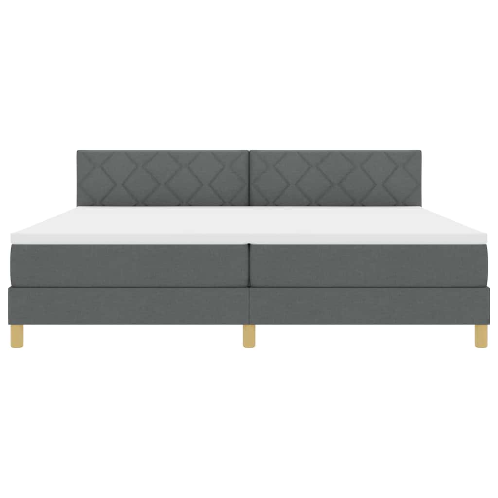 LED Box Spring Bed med hovedgærde Mørkegrå 200 x 200 cm Stof