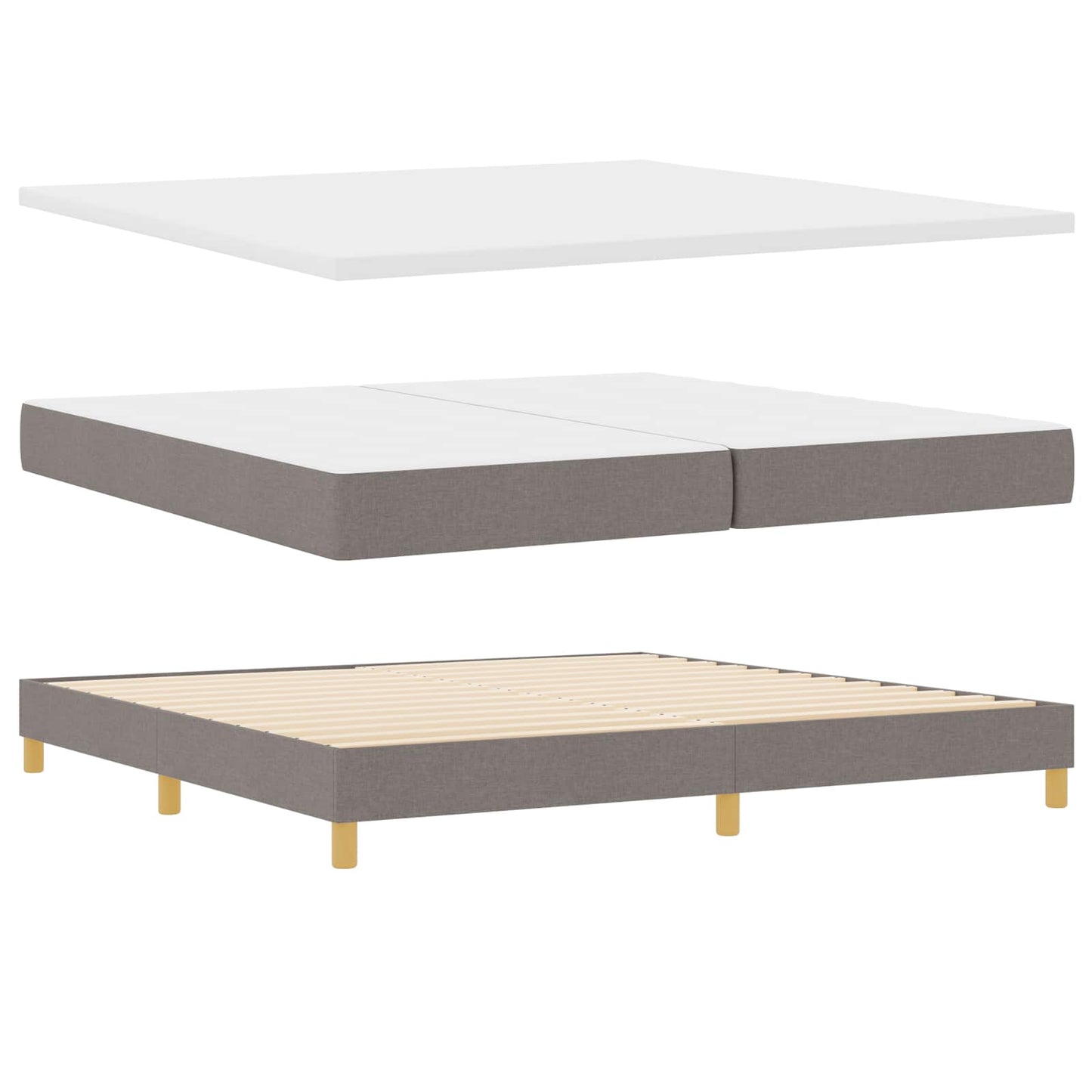 LED Box Spring Bed med hovedgærde Gråbrun 200 x 200 cm Stof