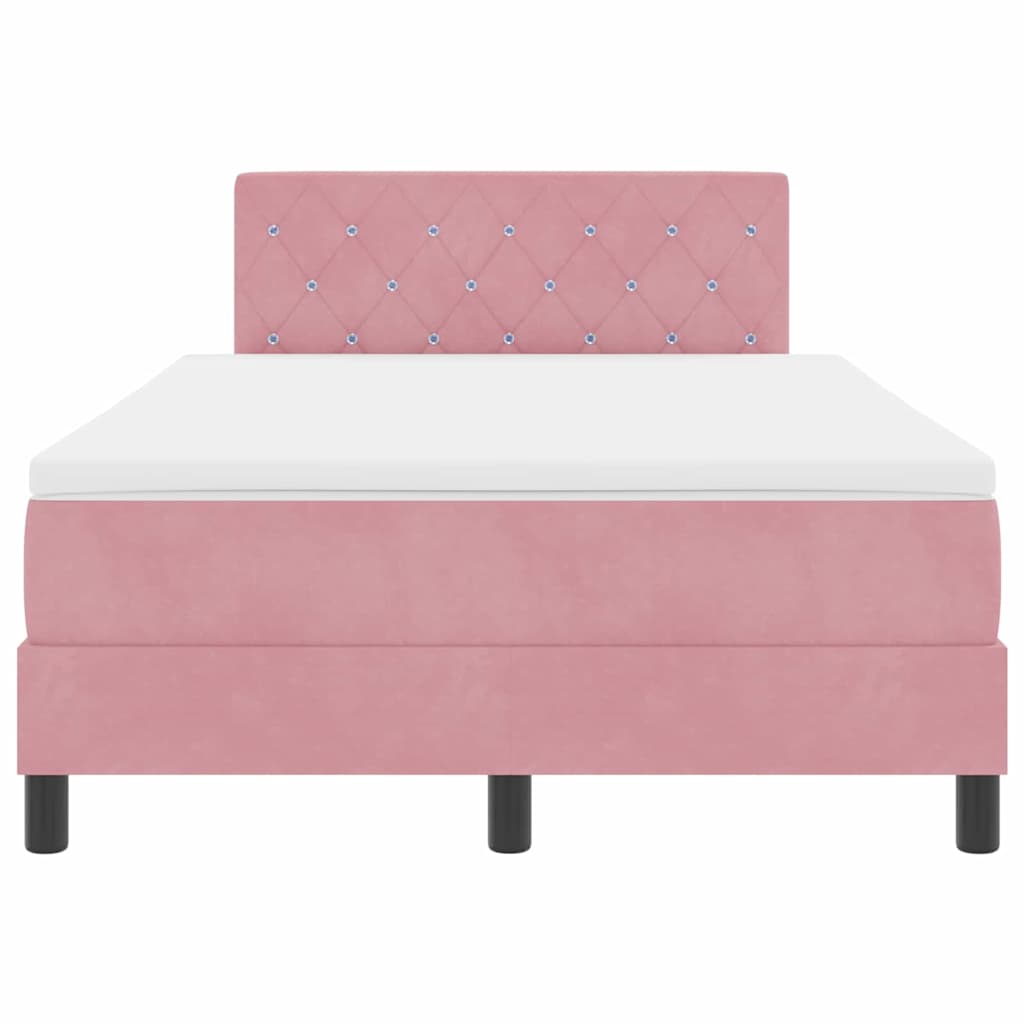 LED Box Spring Bed med hovedgærde Lyserød 120 x 190 cm Fløjl