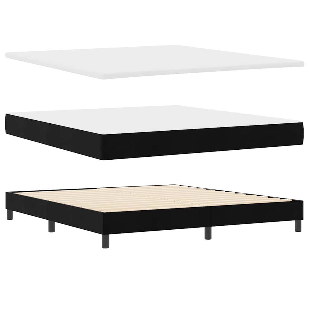 LED Box Spring Bed med madras med LED Sort 180 x 200 cm Fløjl