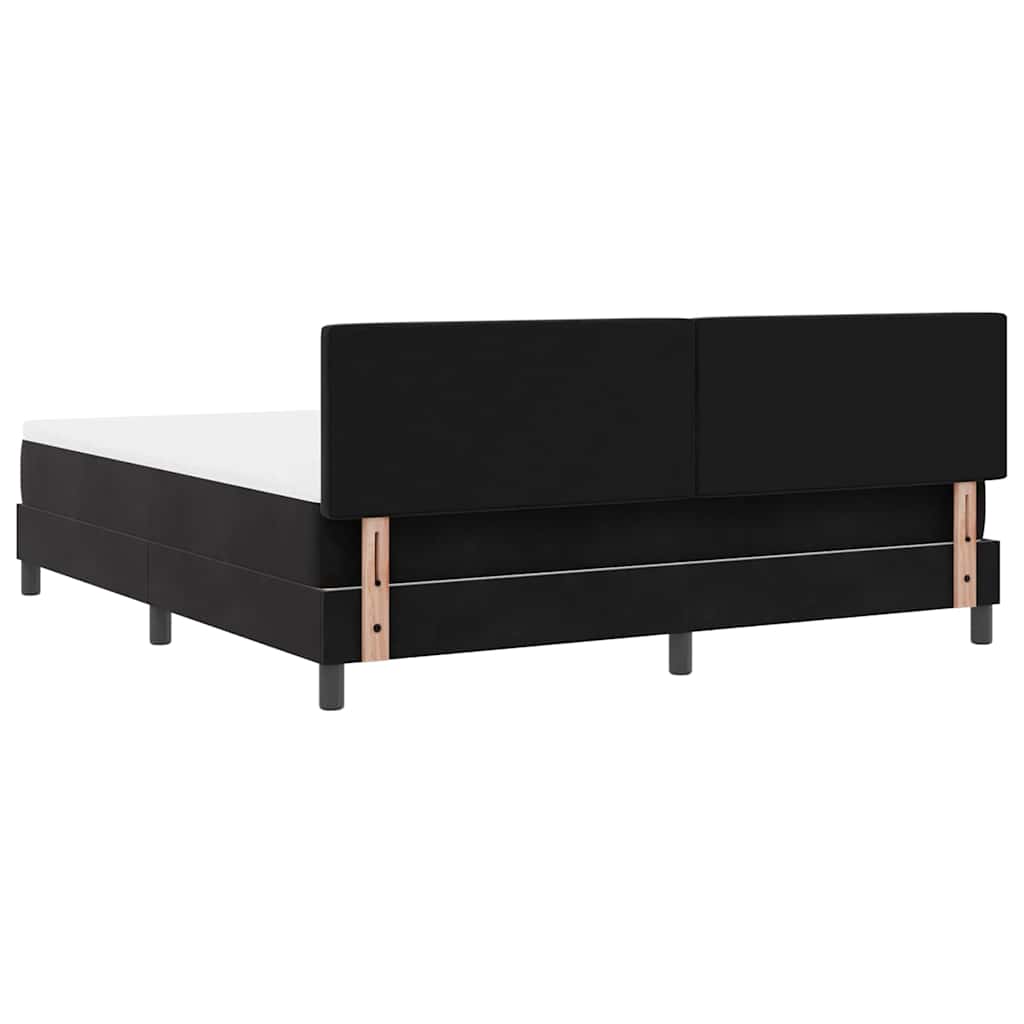 LED Box Spring Bed med madras med LED Sort 180 x 200 cm Fløjl
