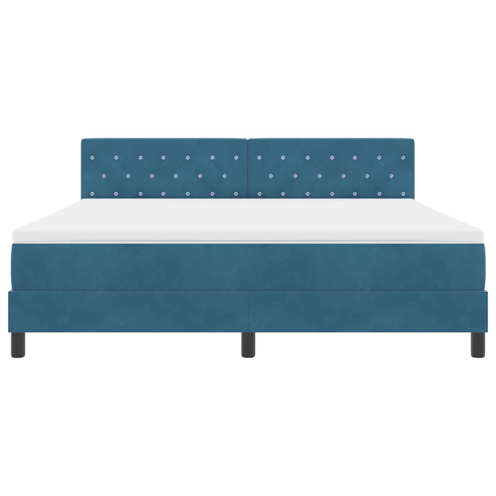 LED Box Spring Bed med hovedgærde Mørk blå 180 x 200 cm Fløjl