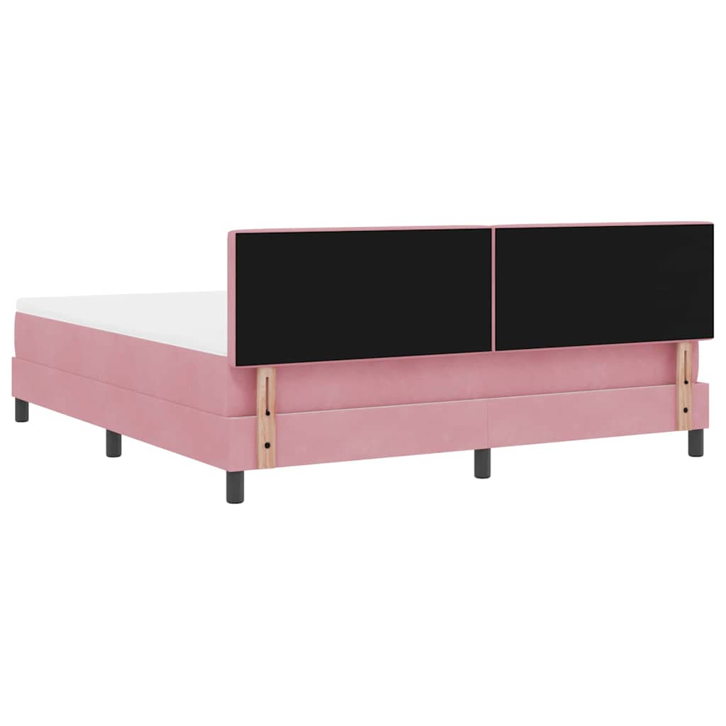 LED Box Spring Bed med hovedgærde Lyserød 180 x 200 cm Fløjl