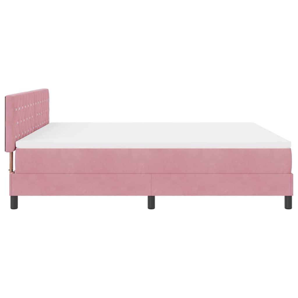 LED Box Spring Bed med hovedgærde Lyserød 180 x 200 cm Fløjl