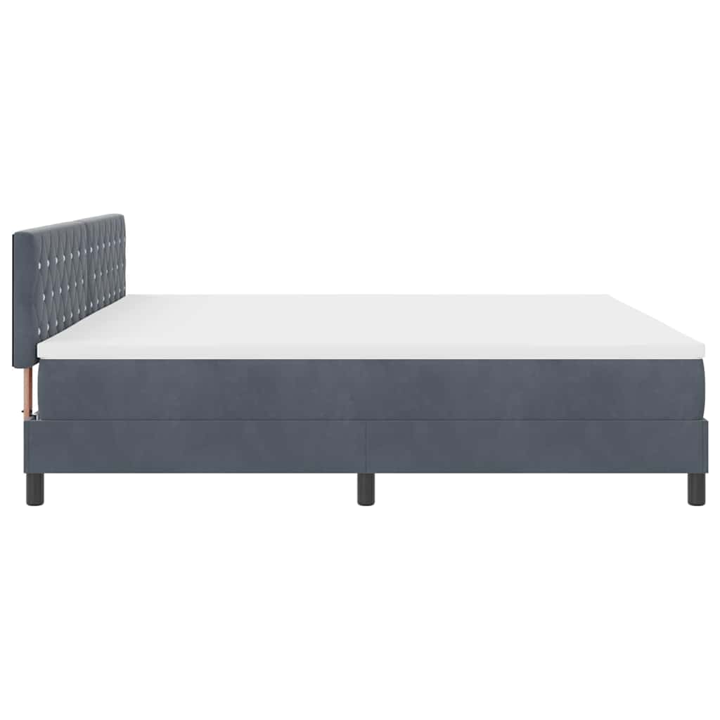 LED Box Spring Bed med madras Mørkegrå 200 x 200 cm Fløjl