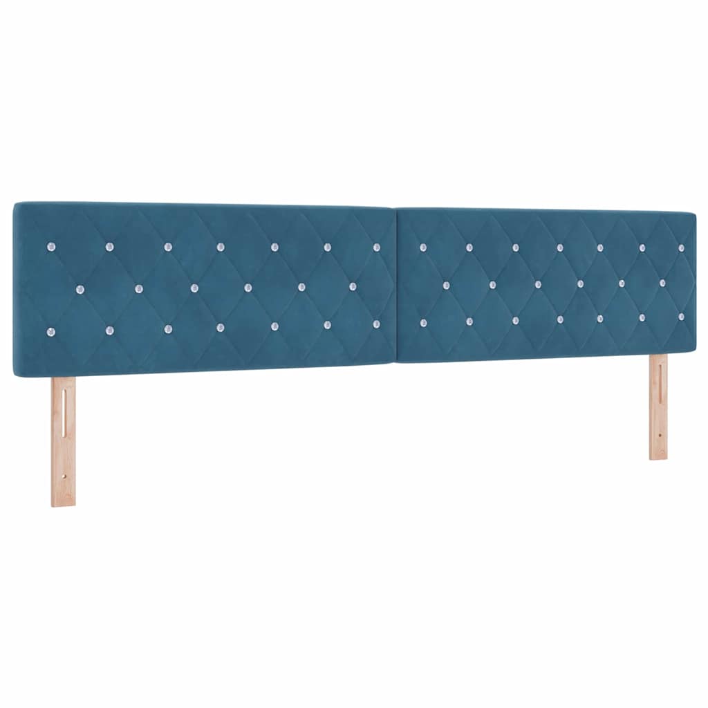 LED Box Spring Bed med hovedgærde Mørk blå 200 x 200 cm Fløjl