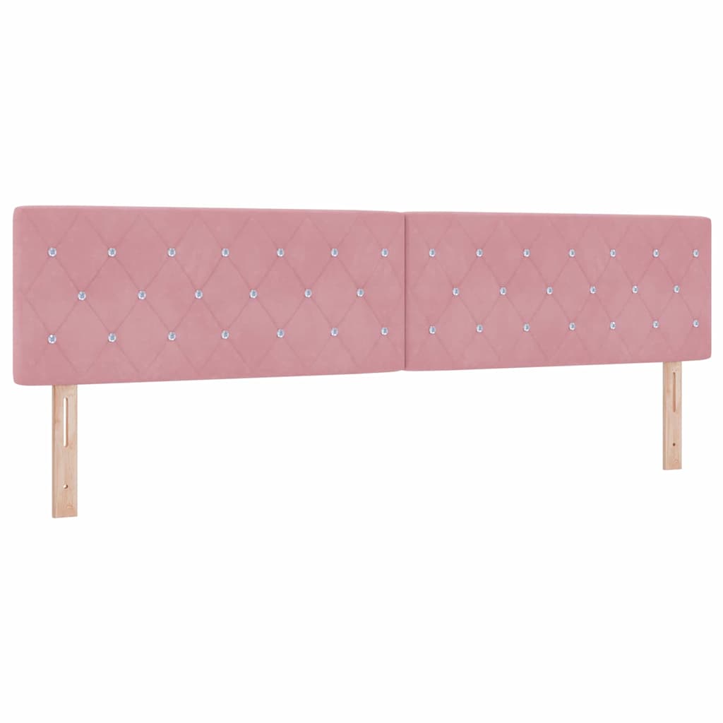 LED Box Spring Bed med hovedgærde Lyserød 200 x 200 cm Fløjl