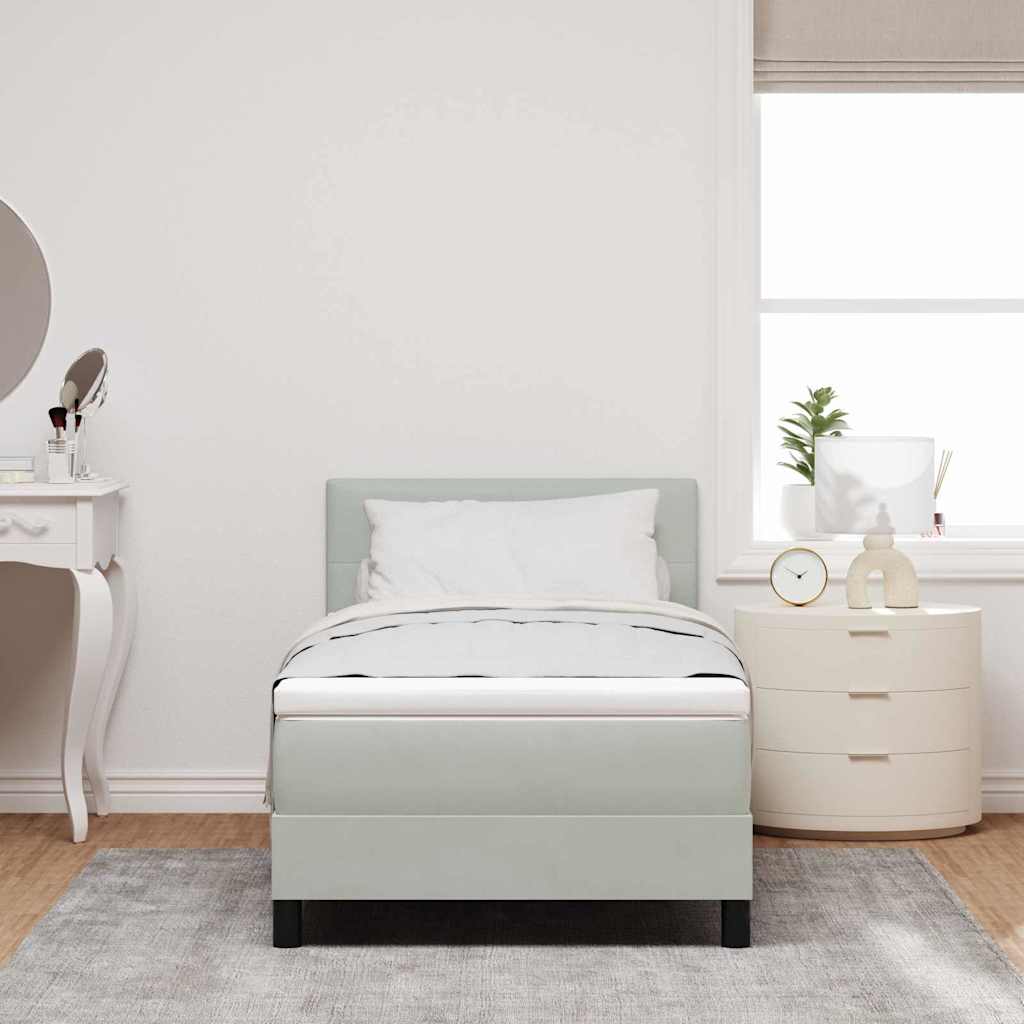 LED Box Spring Bed med hovedgærde Lysegrå 80 x 200 cm Fløjl
