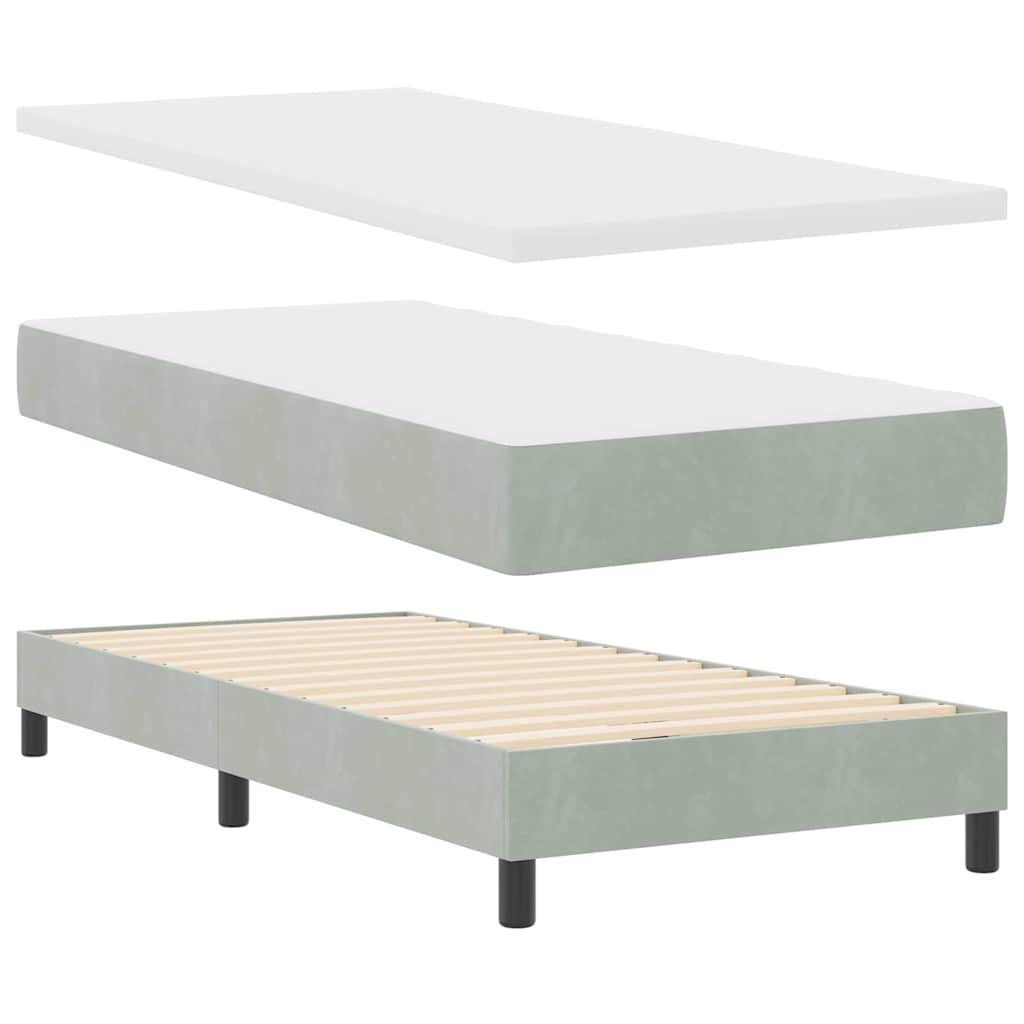 LED Box Spring Bed med hovedgærde Lysegrå 80 x 200 cm Fløjl