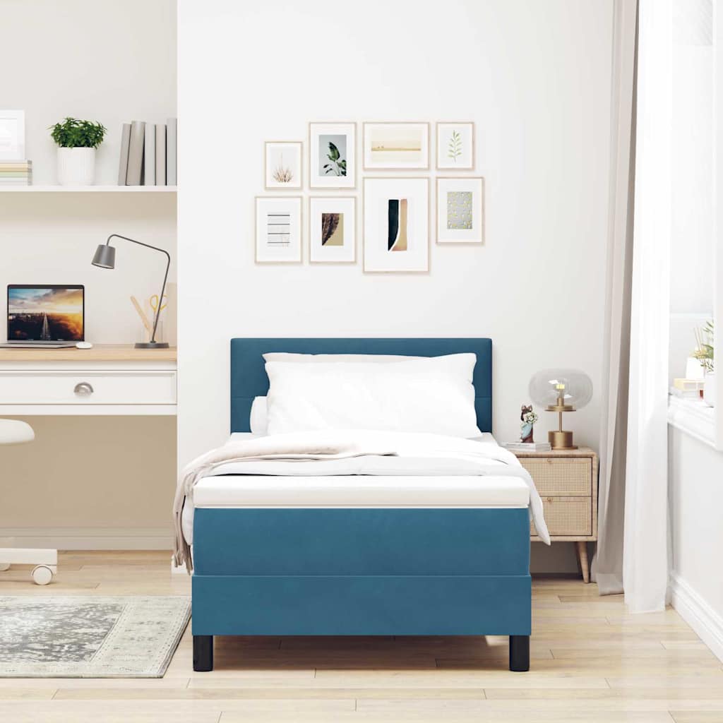 LED Box Spring Bed med hovedgærde Mørk blå 80 x 200 cm Fløjl