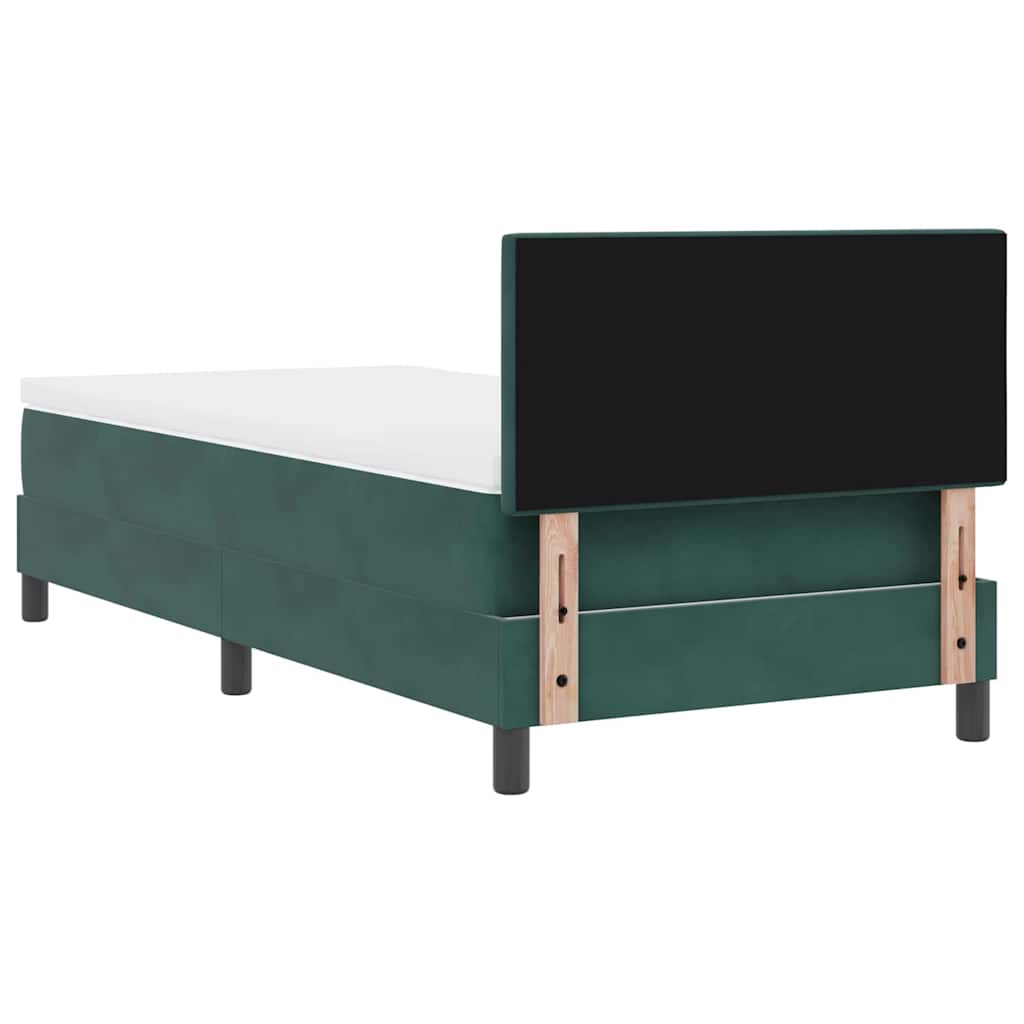 LED Box Spring Bed med hovedgærde Mørkegrøn 100 x 200 cm Fløjl