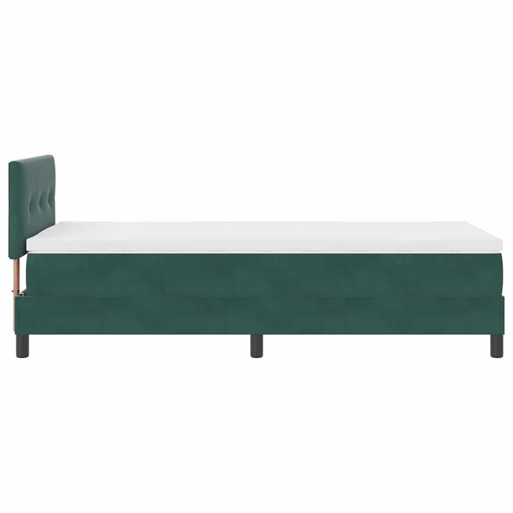 LED Box Spring Bed med hovedgærde Mørkegrøn 100 x 200 cm Fløjl