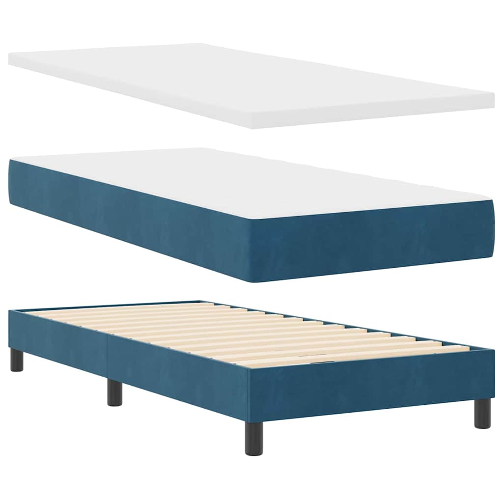 LED Box Spring Bed med hovedgærde Mørk blå 100 x 200 cm Fløjl