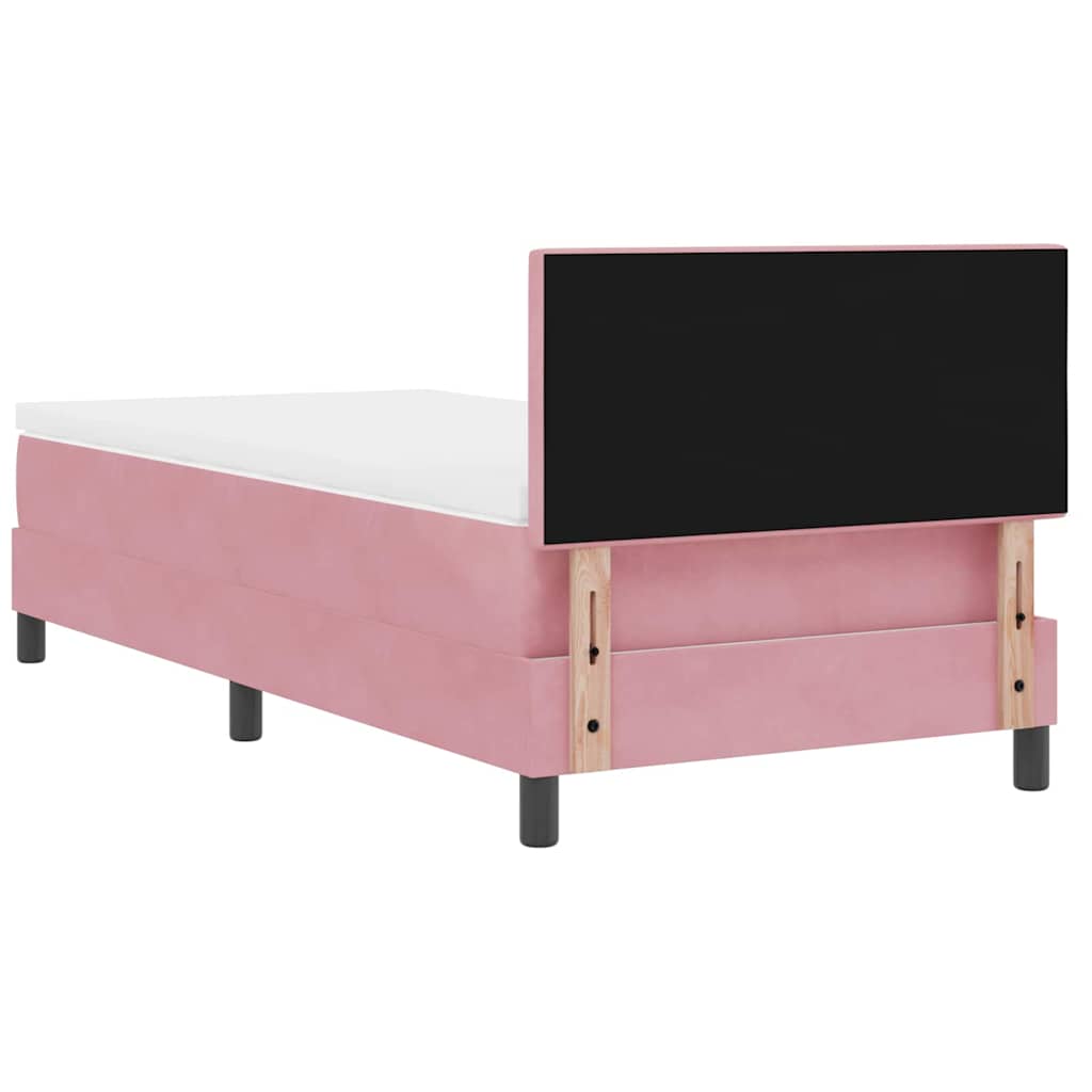 LED Box Spring Bed med hovedgærde Lyserød 100 x 200 cm Fløjl