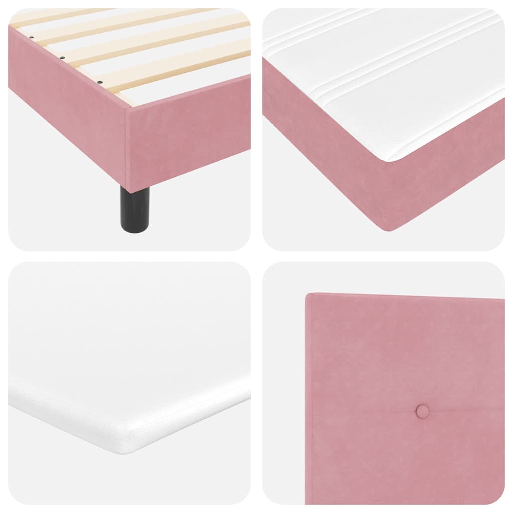 LED Box Spring Bed med hovedgærde Lyserød 120 x 190 cm Fløjl