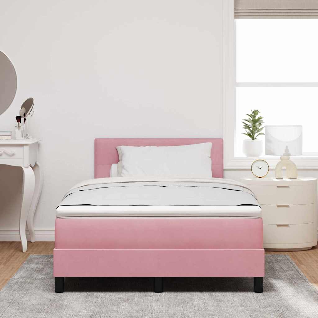 LED Box Spring Bed med hovedgærde Lyserød 120 x 190 cm Fløjl