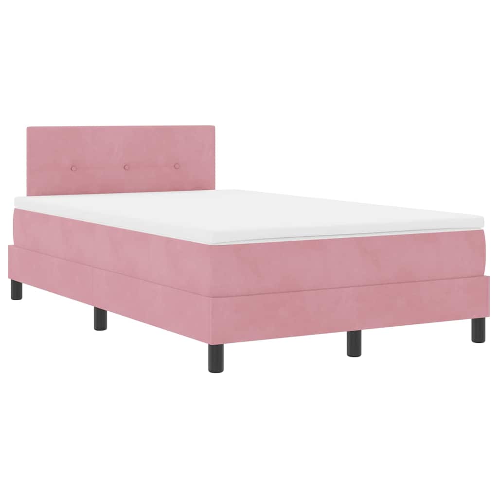 LED Box Spring Bed med hovedgærde Lyserød 120 x 190 cm Fløjl