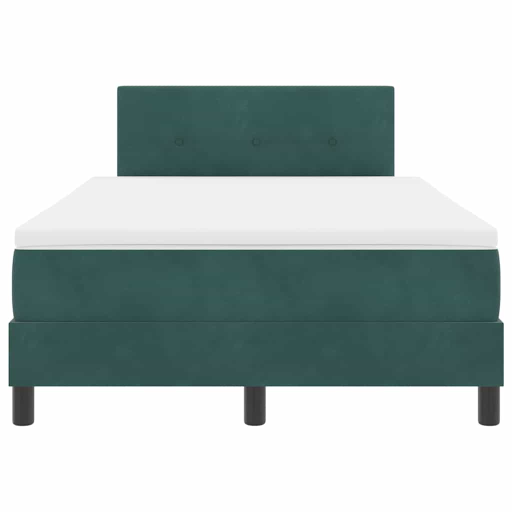 LED Box Spring Bed med hovedgærde Mørkegrøn 120 x 200 cm Fløjl