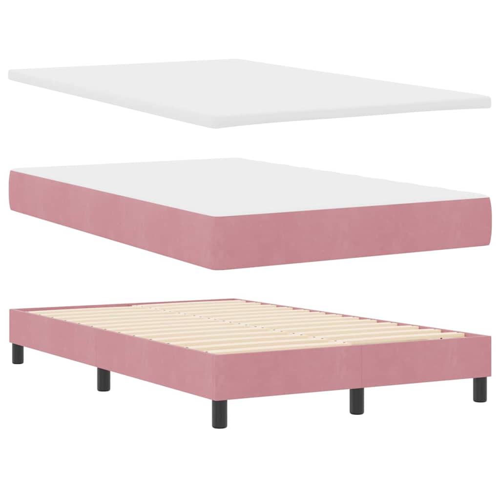 LED Box Spring Bed med hovedgærde Lyserød 120 x 200 cm Fløjl