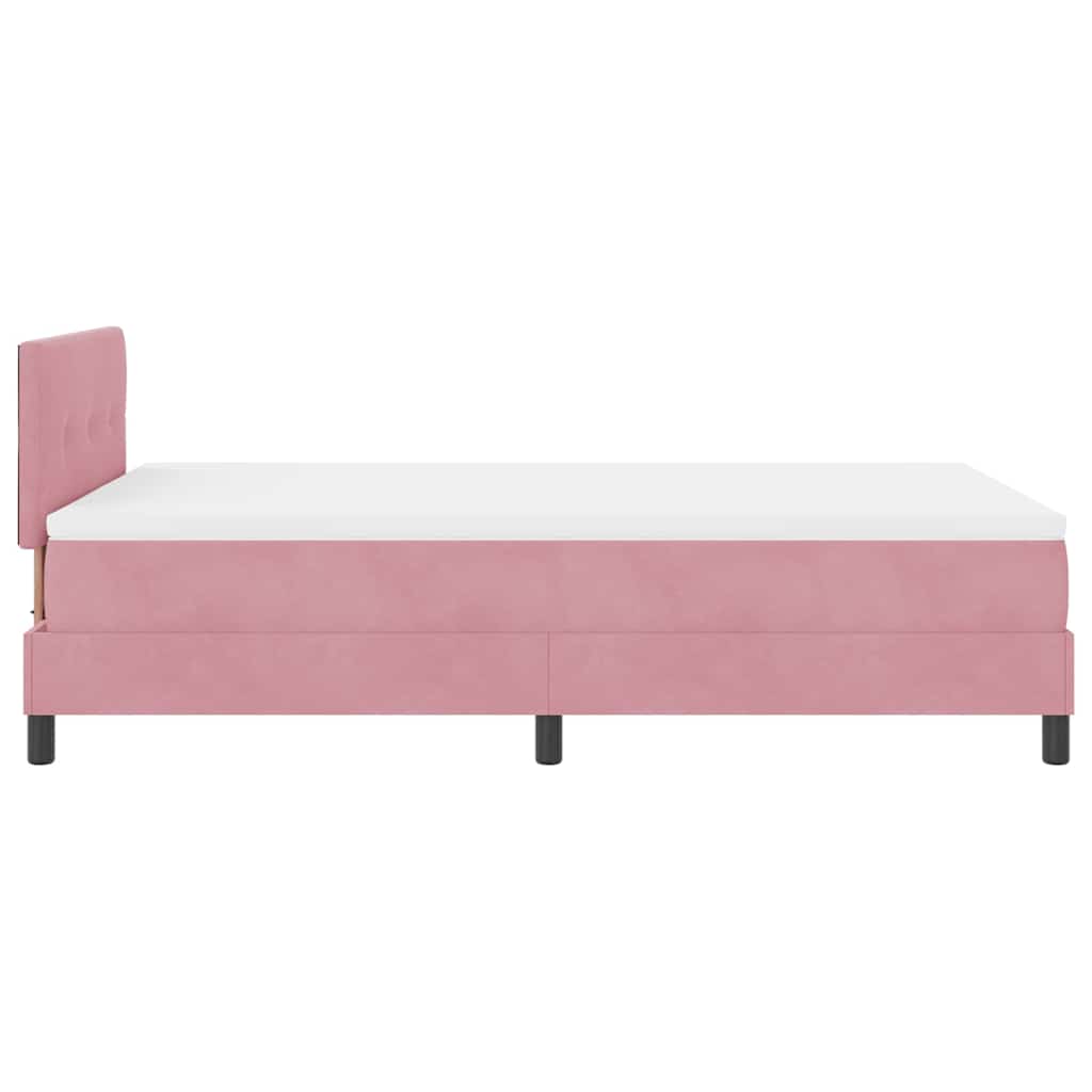LED Box Spring Bed med hovedgærde Lyserød 120 x 200 cm Fløjl