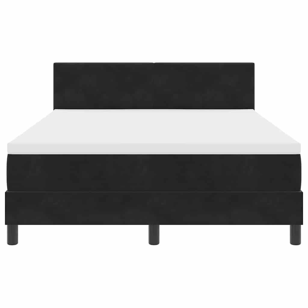 LED Box Spring Bed med hovedgærde Sort 160 x 200 cm Fløjl
