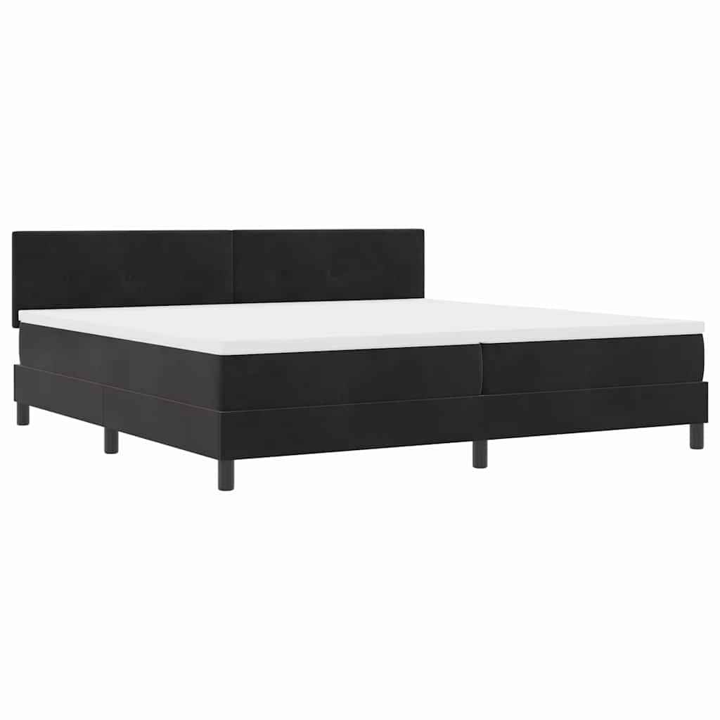 LED Box Spring Bed med hovedgærde Sort 200 x 200 cm Fløjl