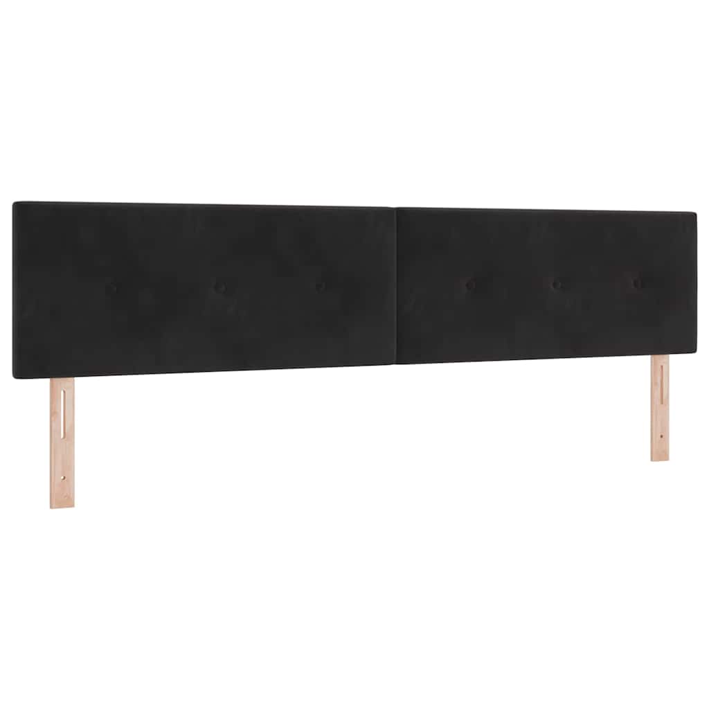 LED Box Spring Bed med hovedgærde Sort 200 x 200 cm Fløjl