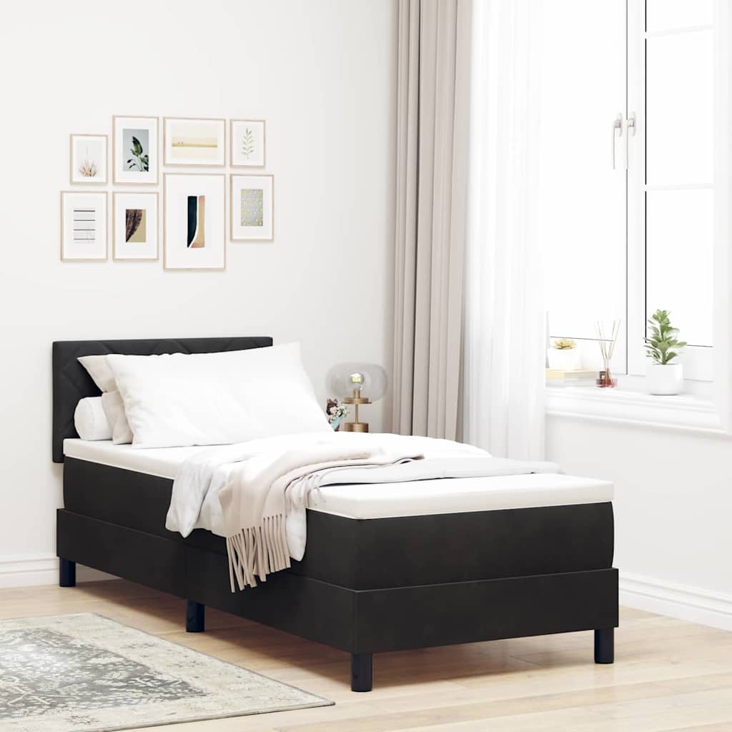LED Box Spring Bed med hovedgærde Sort 80 x 200 cm Fløjl