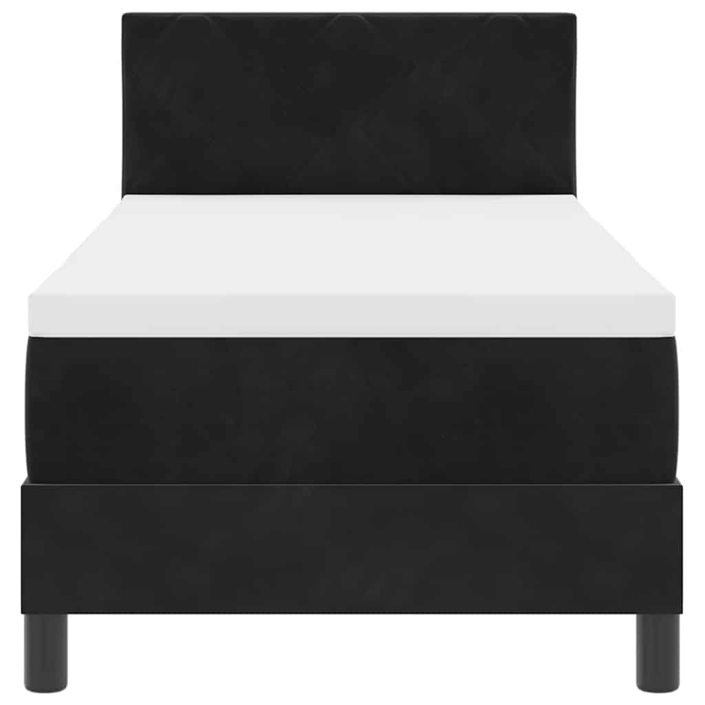 LED Box Spring Bed med hovedgærde Sort 80 x 200 cm Fløjl