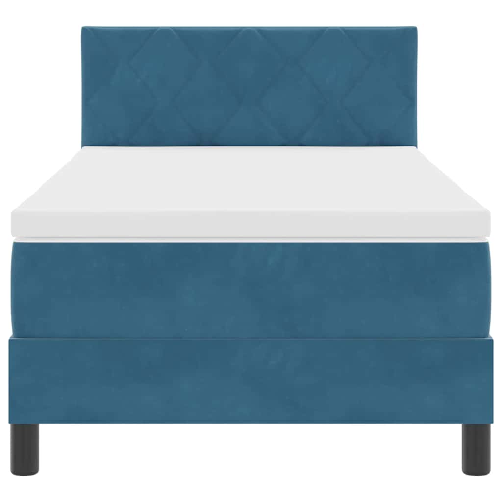 LED Box Spring Bed med hovedgærde Mørk blå 90 x 190 cm Fløjl