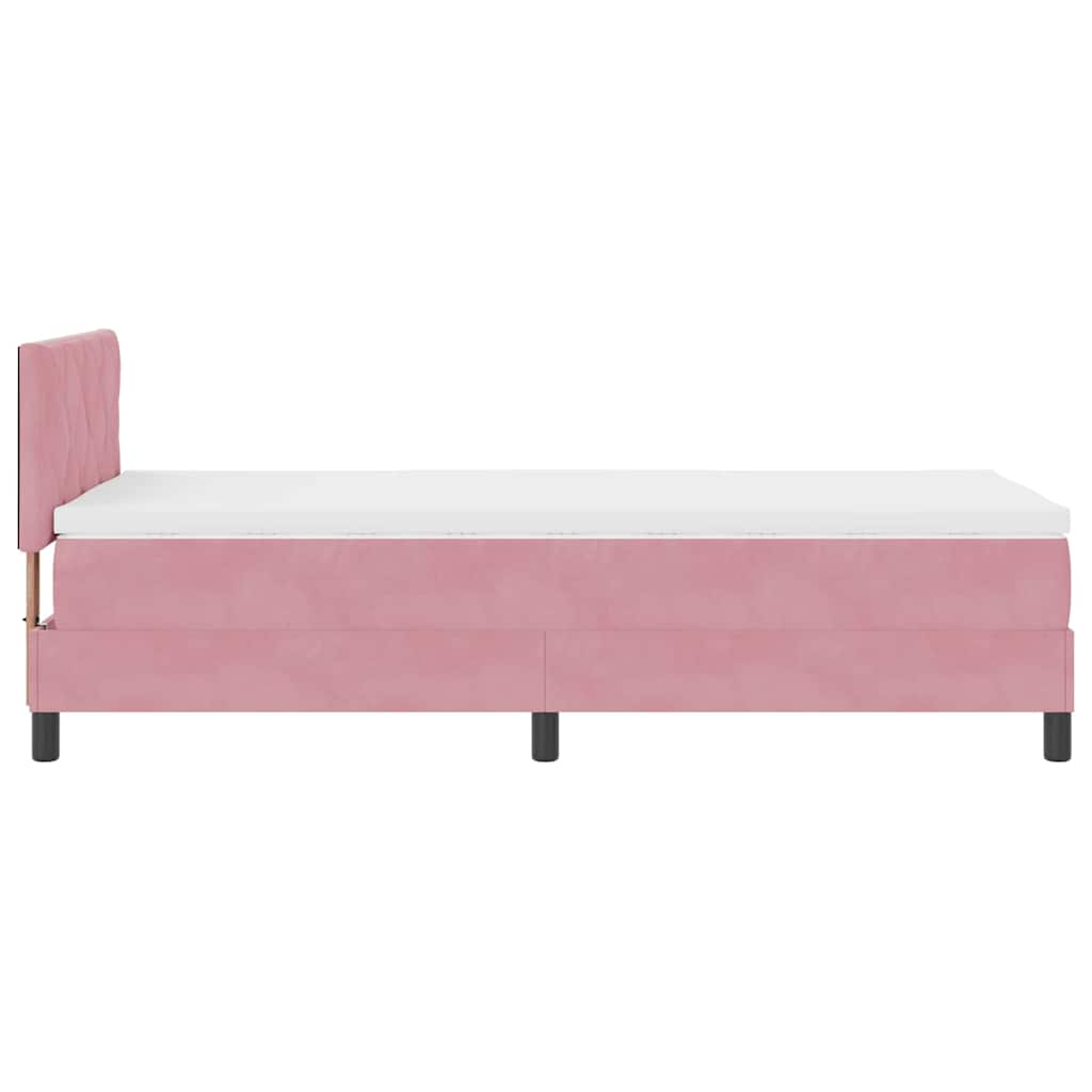 LED Box Spring Bed med hovedgærde Lyserød 90 x 200 cm Fløjl