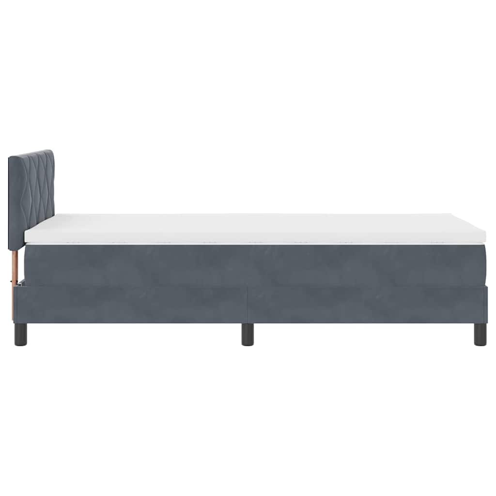 LED Box Spring Bed med hovedgærde Mørkegrå 100 x 200 cm Fløjl