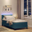 LED Box Spring Bed med hovedgærde Mørk blå 100 x 200 cm Fløjl