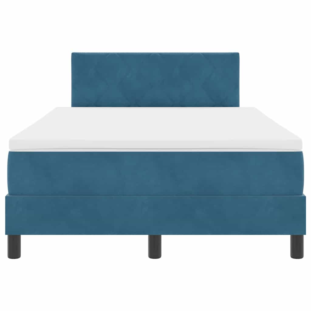 LED Box Spring Bed med hovedgærde Mørk blå 120 x 190 cm Fløjl