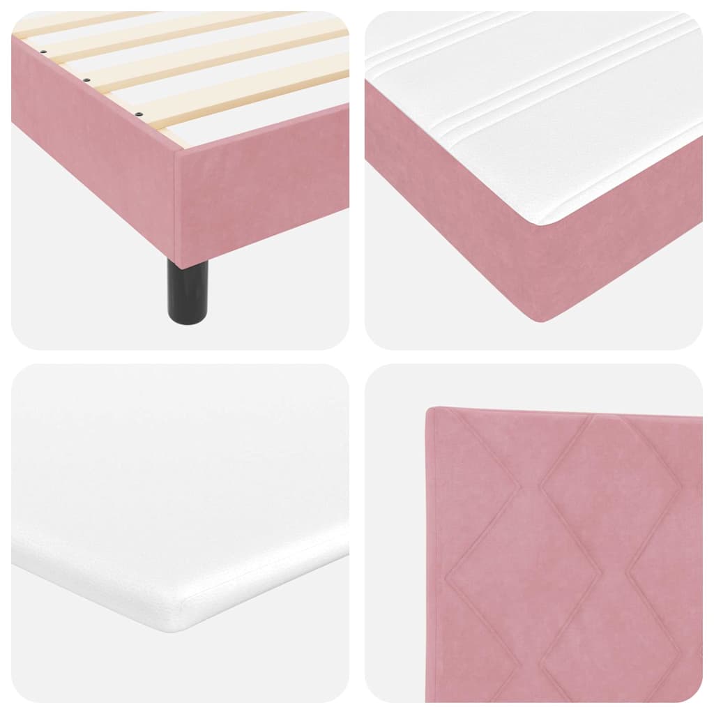 LED Box Spring Bed med hovedgærde Lyserød 120 x 190 cm Fløjl