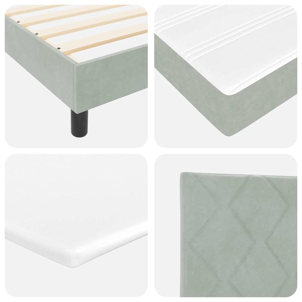 LED Box Spring Bed med hovedgærde Lysegrå 120 x 200 cm Fløjl