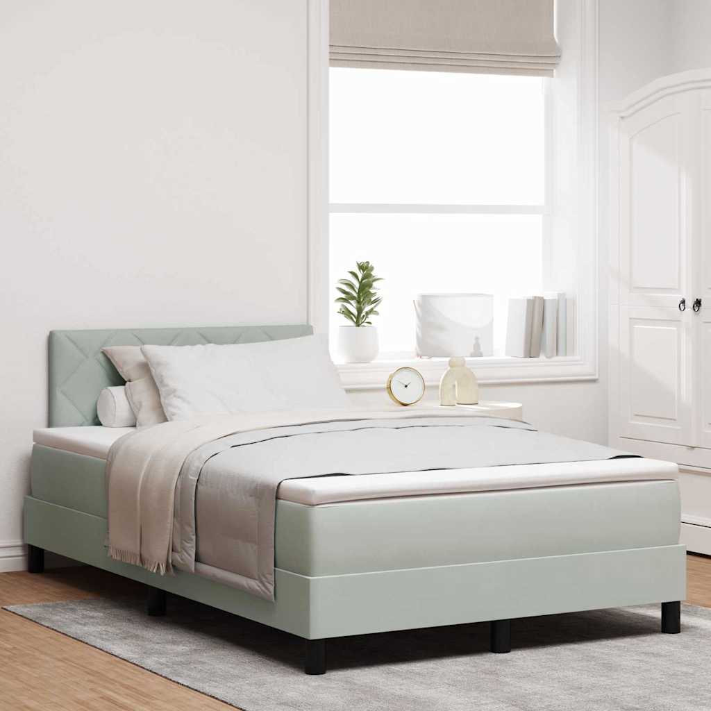 LED Box Spring Bed med hovedgærde Lysegrå 120 x 200 cm Fløjl