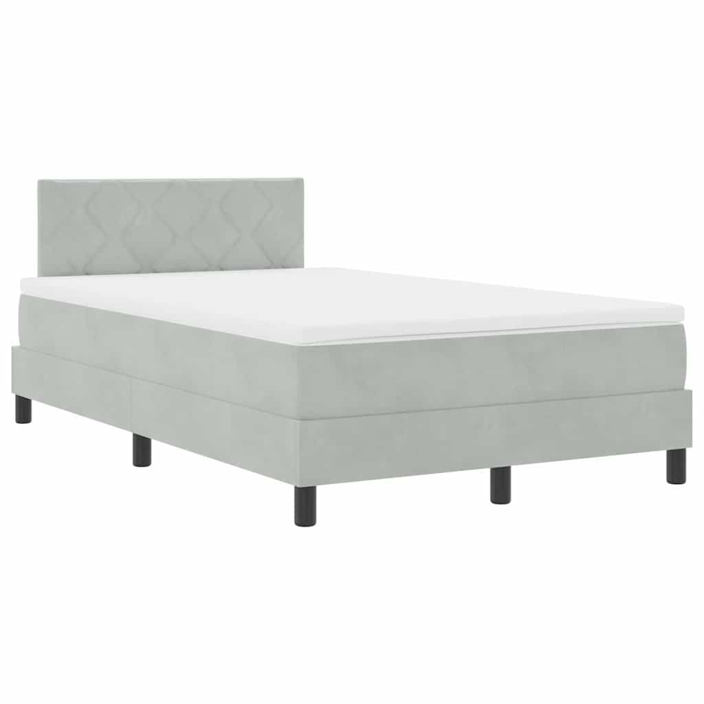 LED Box Spring Bed med hovedgærde Lysegrå 120 x 200 cm Fløjl