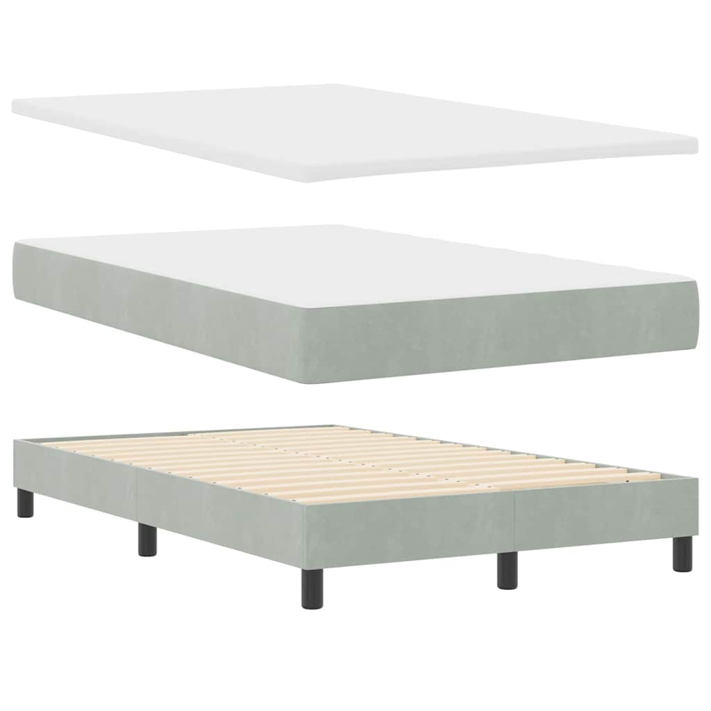 LED Box Spring Bed med hovedgærde Lysegrå 120 x 200 cm Fløjl
