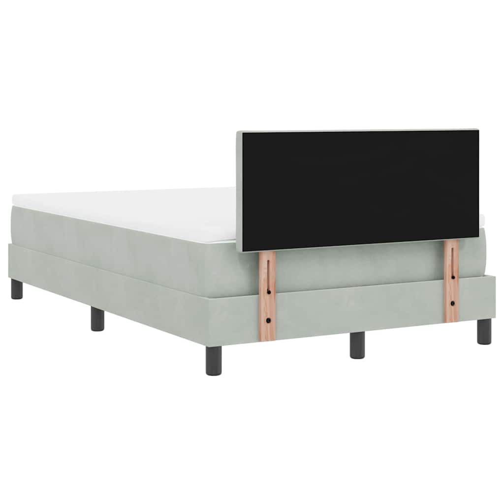 LED Box Spring Bed med hovedgærde Lysegrå 120 x 200 cm Fløjl
