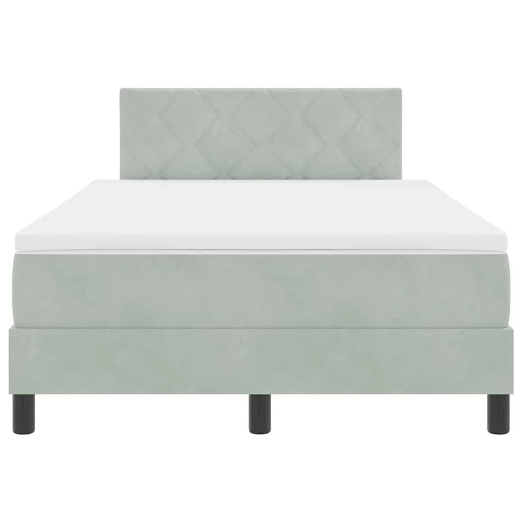 LED Box Spring Bed med hovedgærde Lysegrå 120 x 200 cm Fløjl