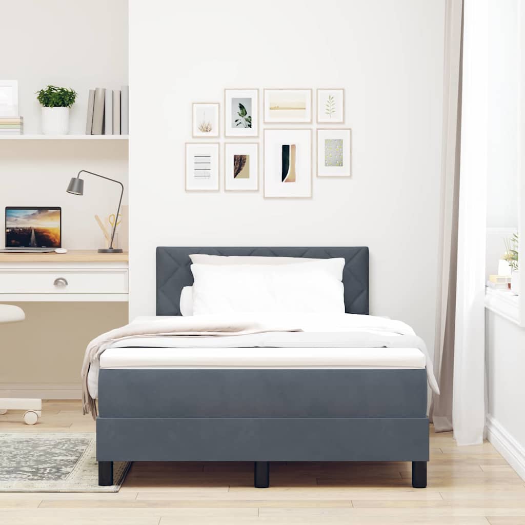 LED Box Spring Bed med hovedgærde Mørkegrå 120 x 200 cm Fløjl