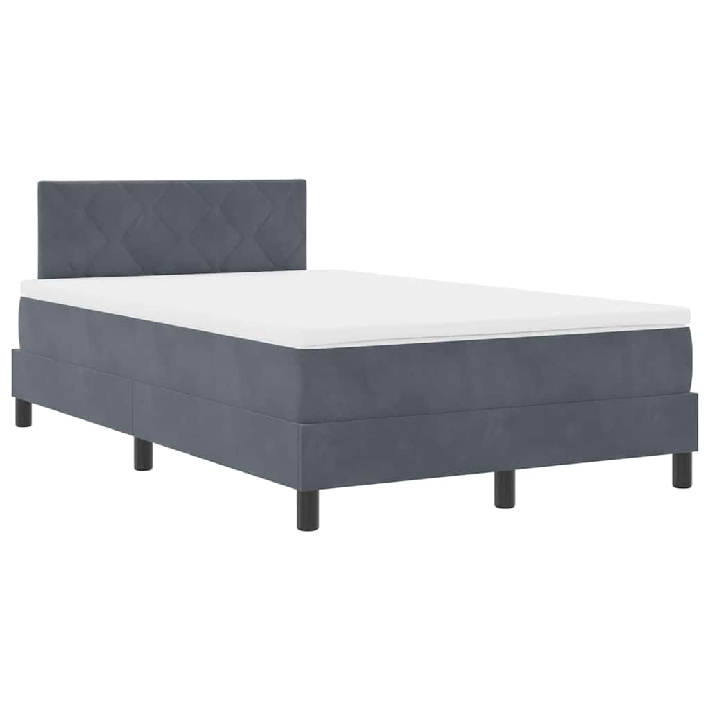 LED Box Spring Bed med hovedgærde Mørkegrå 120 x 200 cm Fløjl